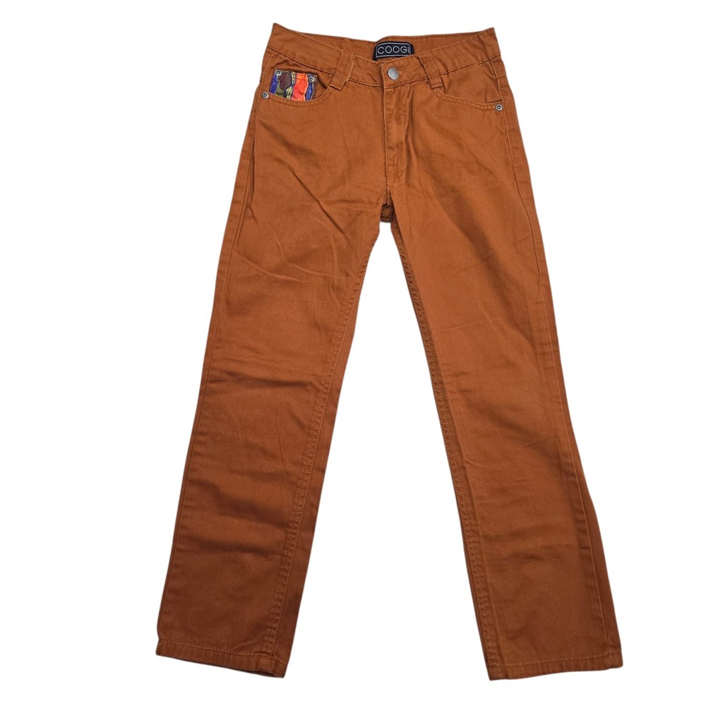 COOGI Kids Orange Brown Pants Size 8 Colorful Accents Back Pocket Design‎